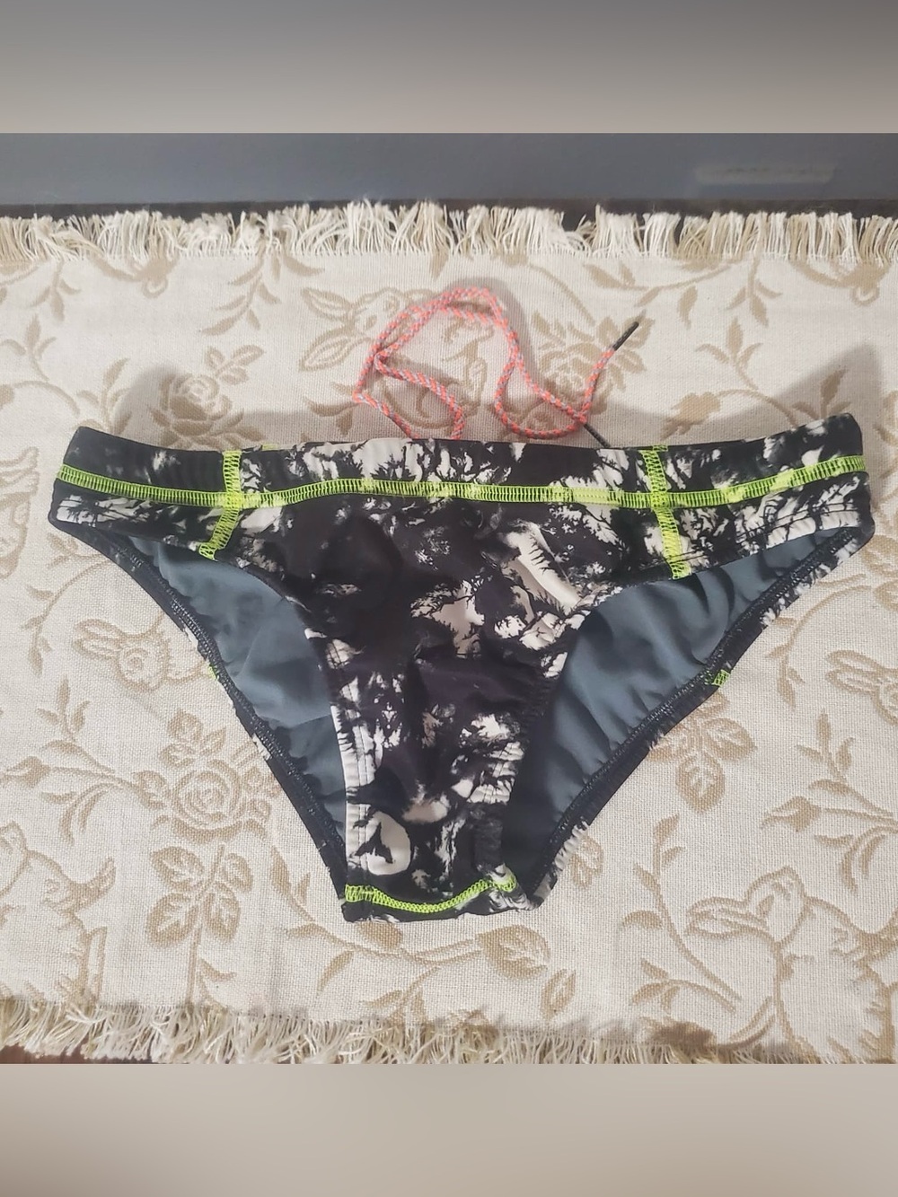 Jolyn Sawyer Bikini Bottoms with Neon Stitching, Size Medium